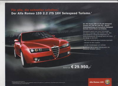 Alfa Romeo 159 2.2 JTS 16V Prospekt 2009