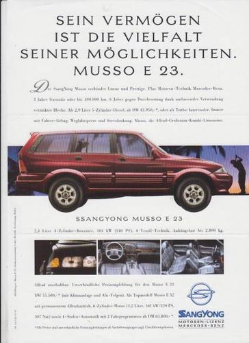 Ssangyong Musso E 23  Prospekt 1997