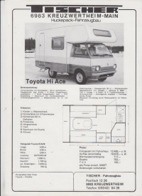 Wohnmobil Toyota Hiace Prospekt