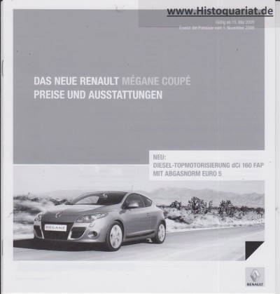 Preisliste Renault Megane Coupe 2009