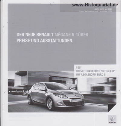 Preisliste 2009  Renault Megane