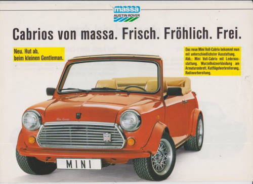 Mini Cabrio Prospekt Massa Rarität