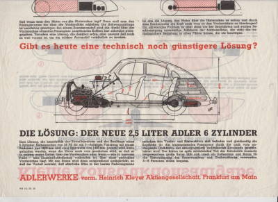 Adler 6 Zylinder Prospekt 1937