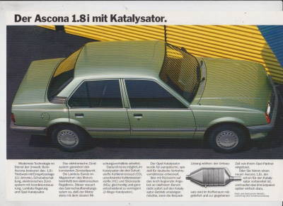 Opel Ascona 1,8i Kat  Prospekt  1985