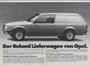 Opel Rekord Lieferwagen alter Prospekt 1979