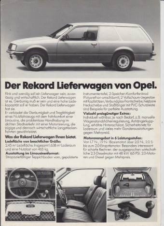 Opel Rekord Lieferwagen Prospekt 1980