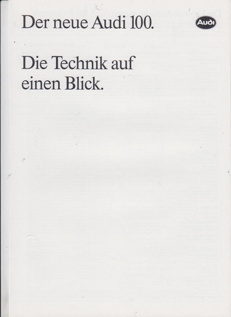 Audi 100 Technikprospekt 1991