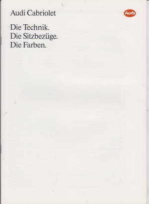 Audi Cabriolet Farbkarte Technik  1993