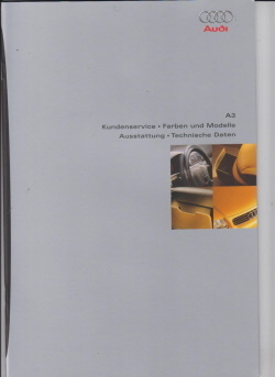 Audi A3 Farbkarte Technik 1998