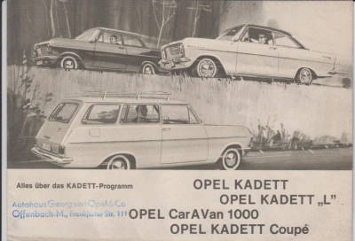 Opel Kadett A Autoprospekt