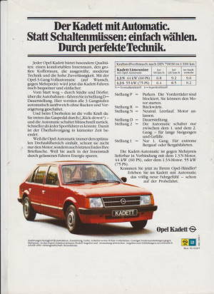 Opel Kadett  D Automatc PRospekt 1981
