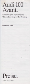Audi 100 Avant original  Preisliste 1988
