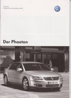 VW  Phaeton Preisliste 2007