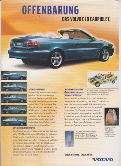 Volvo c 70 Cabriolet Prospekt 1999