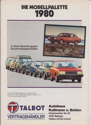 Talbot Programm Prospekt 1980
