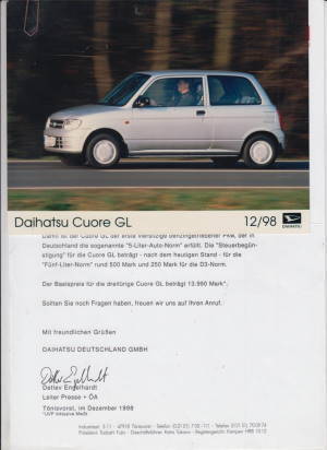 Daihatsu Cuore Presseinformation  1998