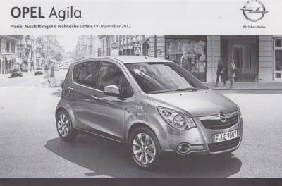 Opel Agila Preisliste 11 - 2012
