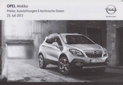 Opel  Mokka Preisliste 2012