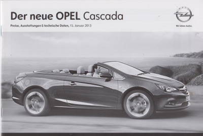 Opel  Cascada Preisliste 2013