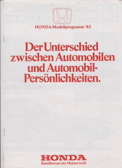 Honda Programm Prospekt 1982