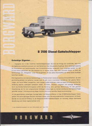 Prospekt Borgward LKw Diesel Sattelschlepper