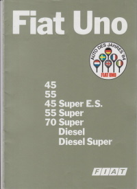 Prospekt  1984 Katalog Fiat Uno