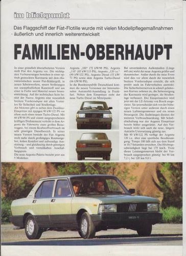 Fiat Argenta für Fans  Prospekt 1983