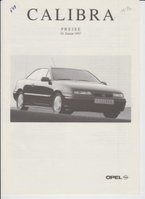 Opel Calibra Preislisten