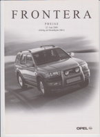 Opel Frontera Preislisten