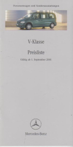 Mercedes V Klasse Preisliste 1.9.2001