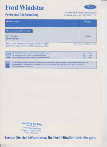 Preisliste Ford Windstar 4 - 1995