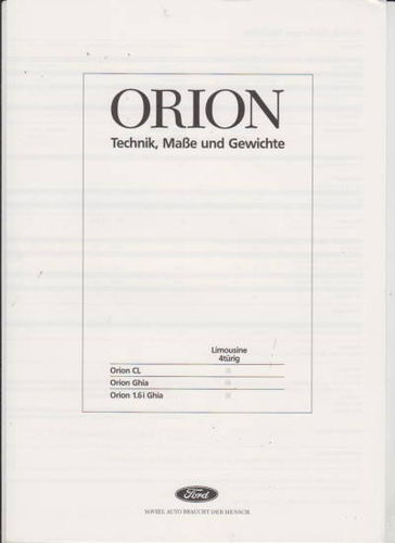 Ford Orion Prospekt Technik 2/87