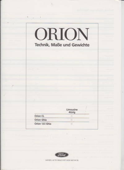 Ford Orion Prospekt Technik 2/87