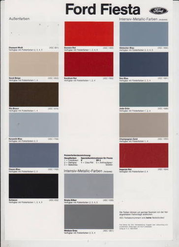 Ford Fiesta  Farbkarte 8/83