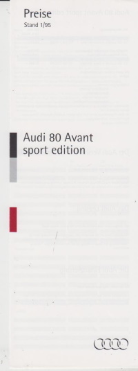 Audi 80 Avant Sport Edition Preisliste 1995