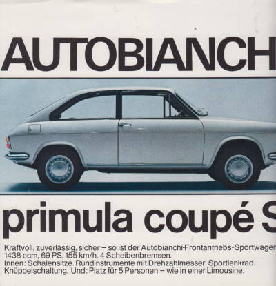 Autoprospekt Autobianchi Primula Coupe S