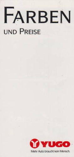 Yugo Farbkarte / Preisliste
