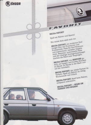 Autoprospekt Skoda Favorit - 1992
