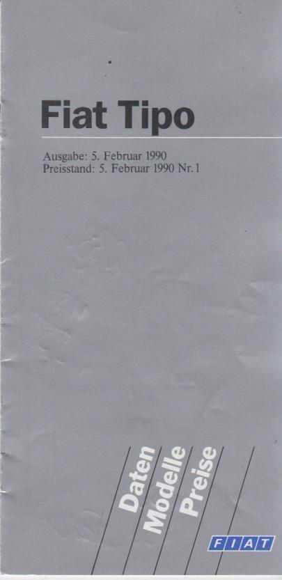 Preisliste Fiat Tipo Februar 1990