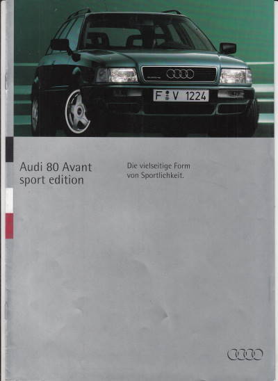 Sport Edition: Audi 80 Avant Prospekt 1994