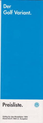 Preisliste VW Golf Variant 1-1994