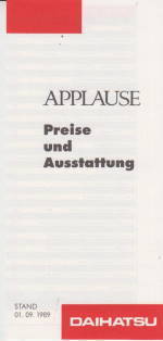 Preisliste Daihatsu Applause 9-1989