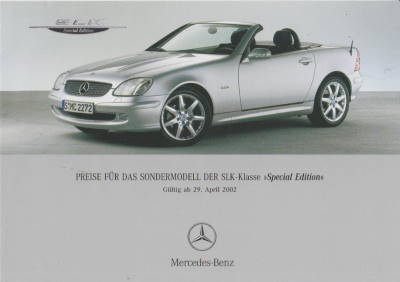 Mercedes SLK Special Edition Preise 2002