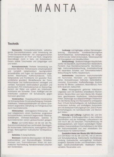 Opel Manta Technische Daten 7 - 1986
