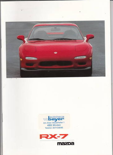 Ausstrahlung:; Mazda RX 7  Prospekt 1992