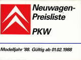 Citroen Neuwagen PKW Preisliste 2 - 1988