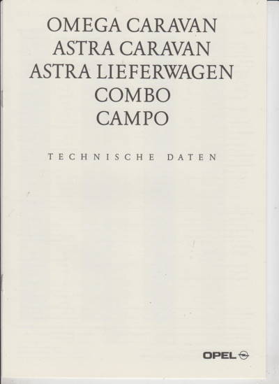 Technische Daten Opel Programm 1992