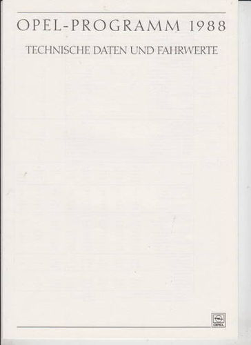 Technische Daten Opel Programm 1987