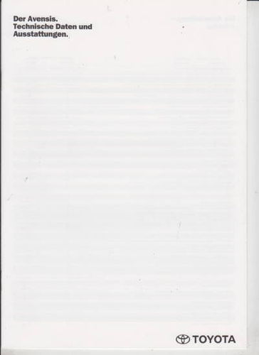 Technikprospekt Toyota Avensis Juli 1998