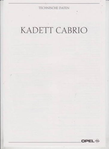 Technische Daten Opel Kadett Cabrio 8-90